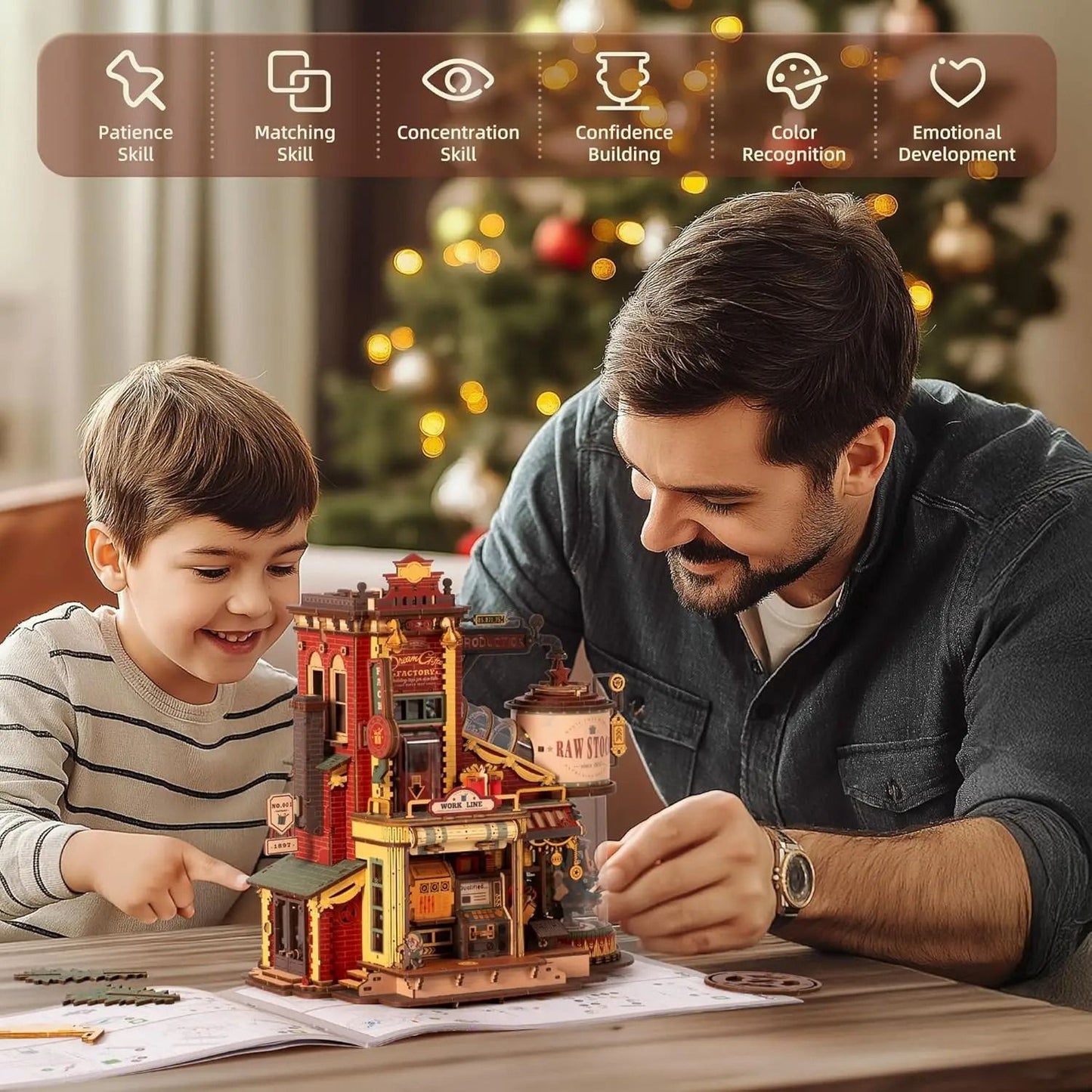 Robotime Rokr Wooden Music Box Christmas Dream Puzzle Kit