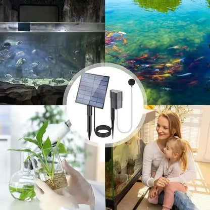 Solar Powered Oxygenation Pump with Air Pump and Bubble Stone for Ponds and Aquariums