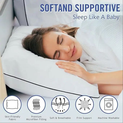 Luxury Cooling Bed Pillow for Neck Pain, 3D Microfiber Breathable Cover for Side, Back & Stomach Sleepers