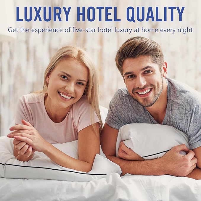 Luxury Cooling Bed Pillow for Neck Pain, 3D Microfiber Breathable Cover for Side, Back & Stomach Sleepers