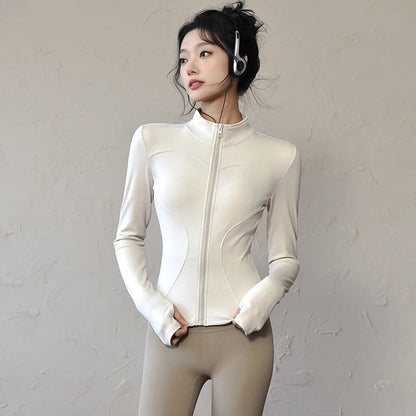 Womens Thermal Zip Up Yoga Jacket for Winter Workouts