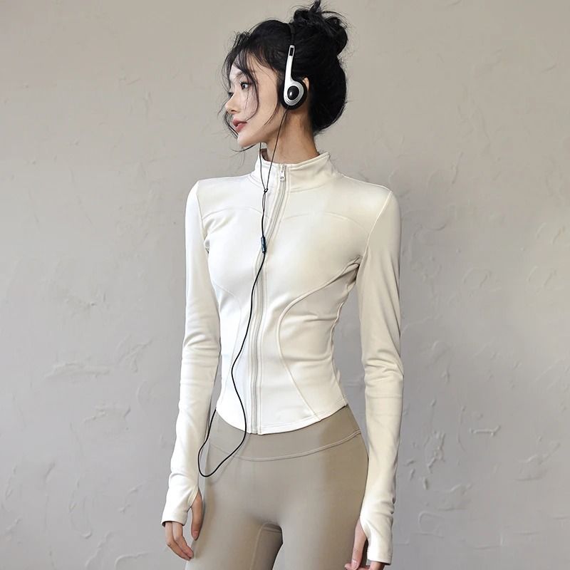 Womens Thermal Zip Up Yoga Jacket for Winter Workouts