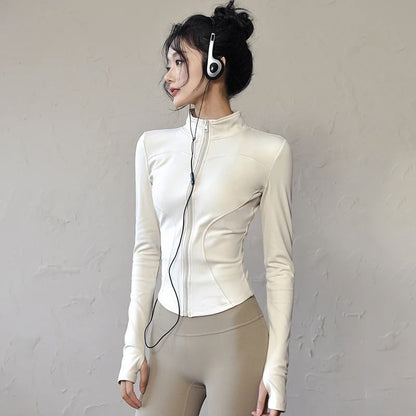 Womens Thermal Zip Up Yoga Jacket for Winter Workouts