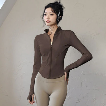 Womens Thermal Zip Up Yoga Jacket for Winter Workouts