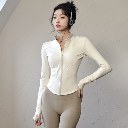 Womens Thermal Zip Up Yoga Jacket for Winter Workouts