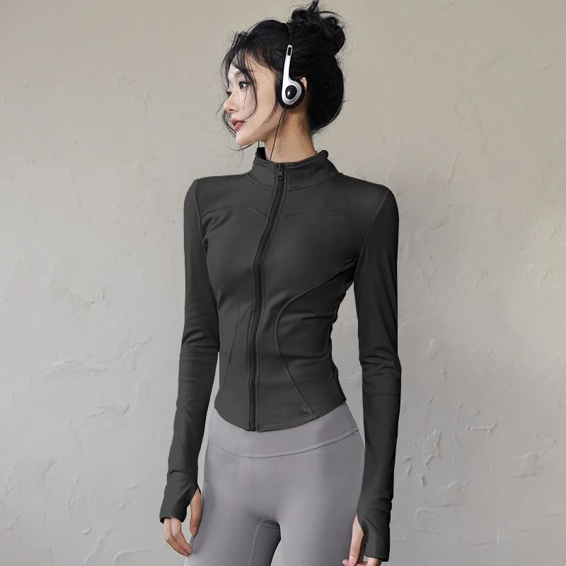 Womens Thermal Zip Up Yoga Jacket for Winter Workouts