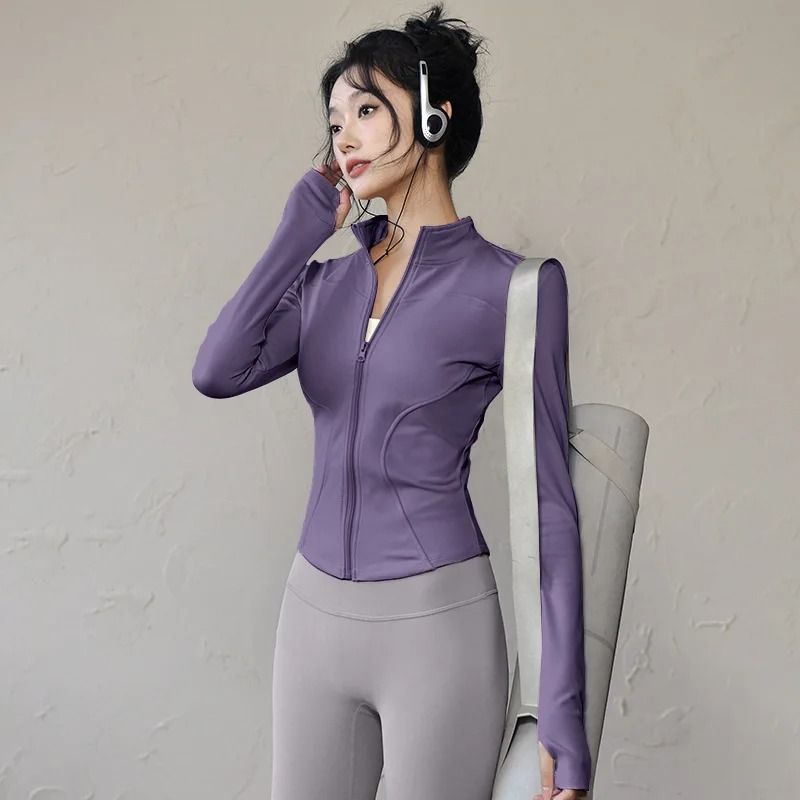 Womens Thermal Zip Up Yoga Jacket for Winter Workouts