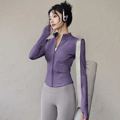 Womens Thermal Zip Up Yoga Jacket for Winter Workouts