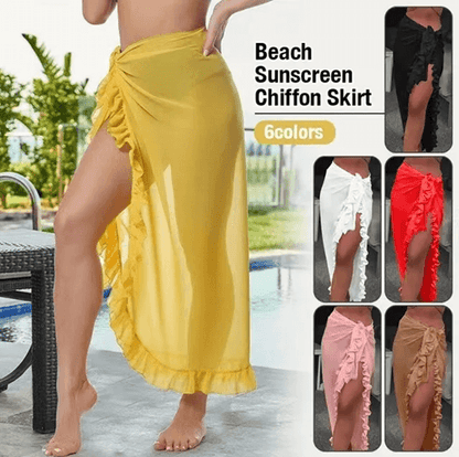 Elegant Ruffle Sarong Beach Cover Up Skirt for Women