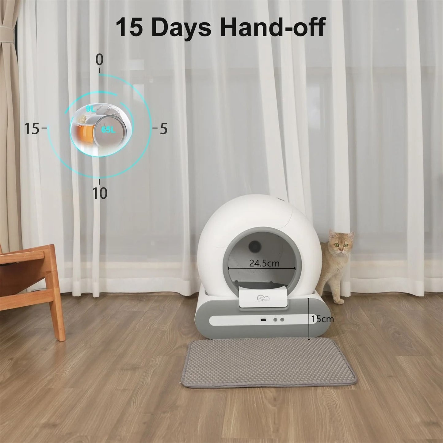 DOEL Automatic Cat Litter Box Self Cleaning with App Control Large Capacity