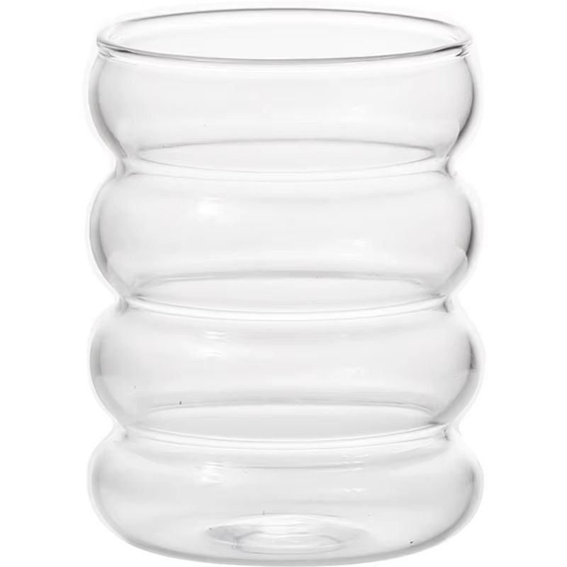 Retro Corrugated Glass Cup – Transparent Coffee, Milk, Juice & Tea Drinkware for Home