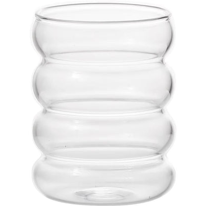Retro Corrugated Glass Cup – Transparent Coffee, Milk, Juice & Tea Drinkware for Home