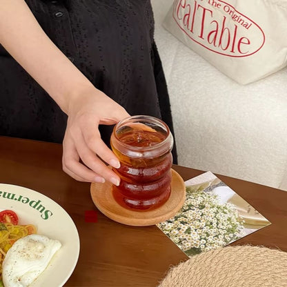 Retro Corrugated Glass Cup – Transparent Coffee, Milk, Juice & Tea Drinkware for Home