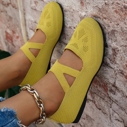 Knitted Mary Jane Ballet Shoes Round Toe Comfortable Flats