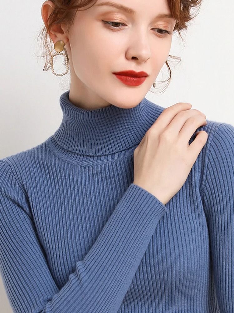 Women Fall Turtleneck Sweater Knitted Soft Pullover Cashmere Jumper