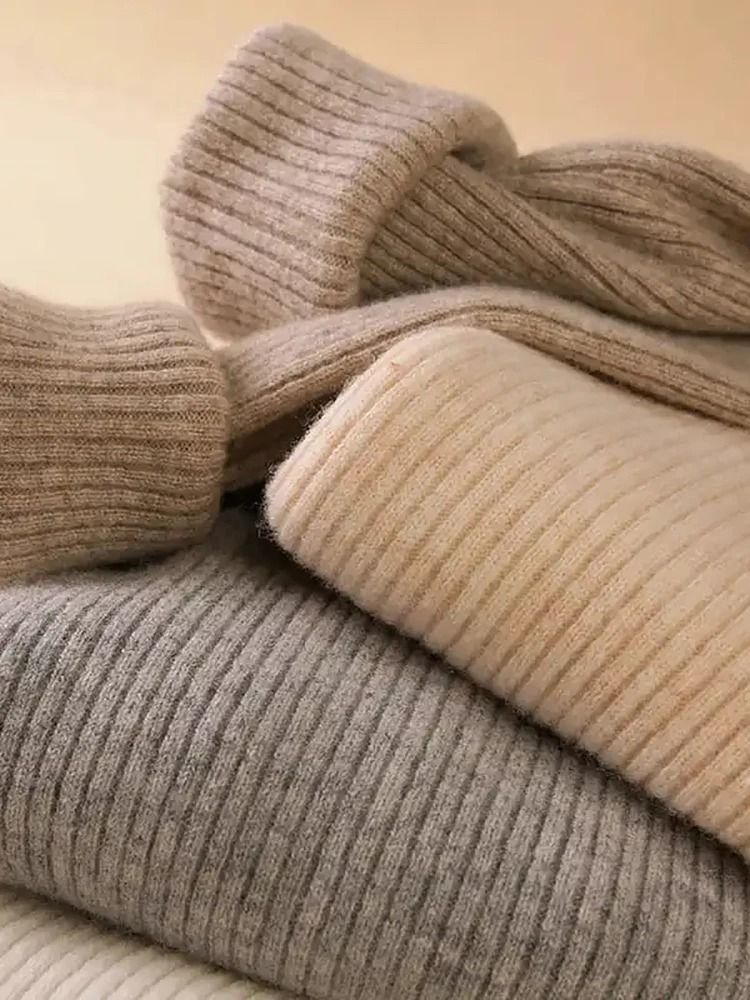 Women Fall Turtleneck Sweater Knitted Soft Pullover Cashmere Jumper