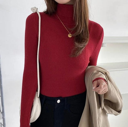 Women Fall Turtleneck Sweater Knitted Soft Pullover Cashmere Jumper