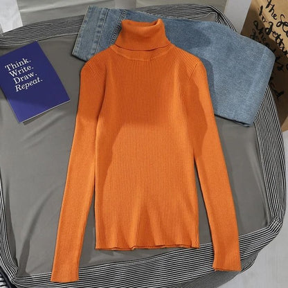 Women Fall Turtleneck Sweater Knitted Soft Pullover Cashmere Jumper