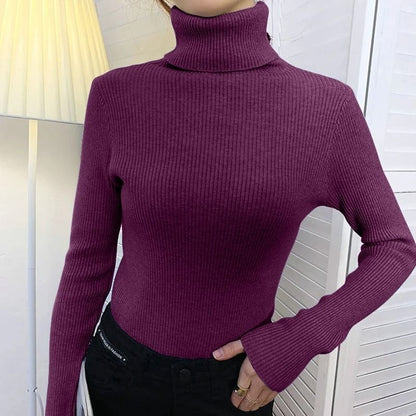 Women Fall Turtleneck Sweater Knitted Soft Pullover Cashmere Jumper