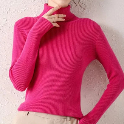 Women Fall Turtleneck Sweater Knitted Soft Pullover Cashmere Jumper