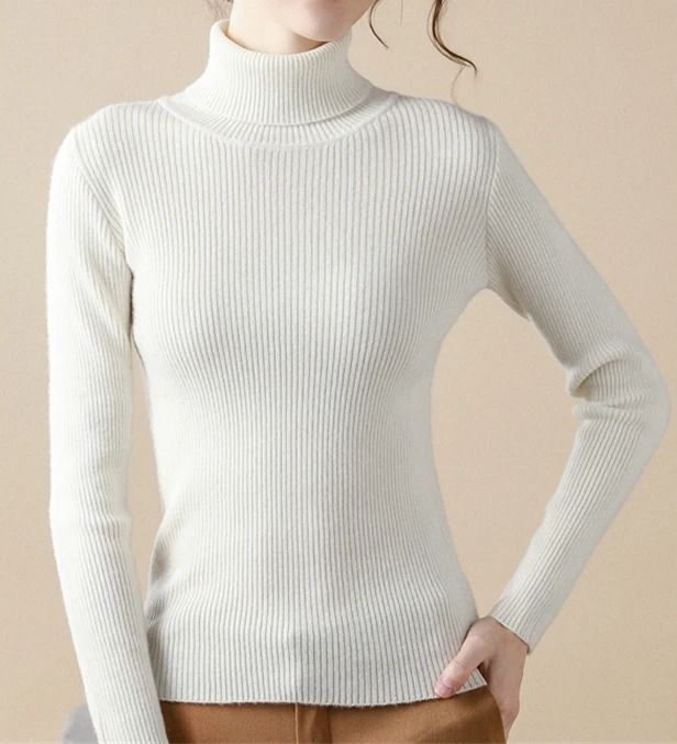 Women Fall Turtleneck Sweater Knitted Soft Pullover Cashmere Jumper