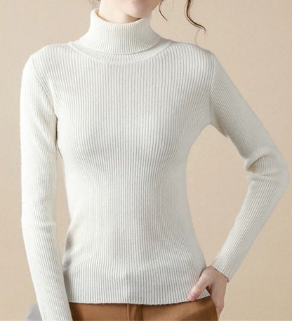 Women Fall Turtleneck Sweater Knitted Soft Pullover Cashmere Jumper