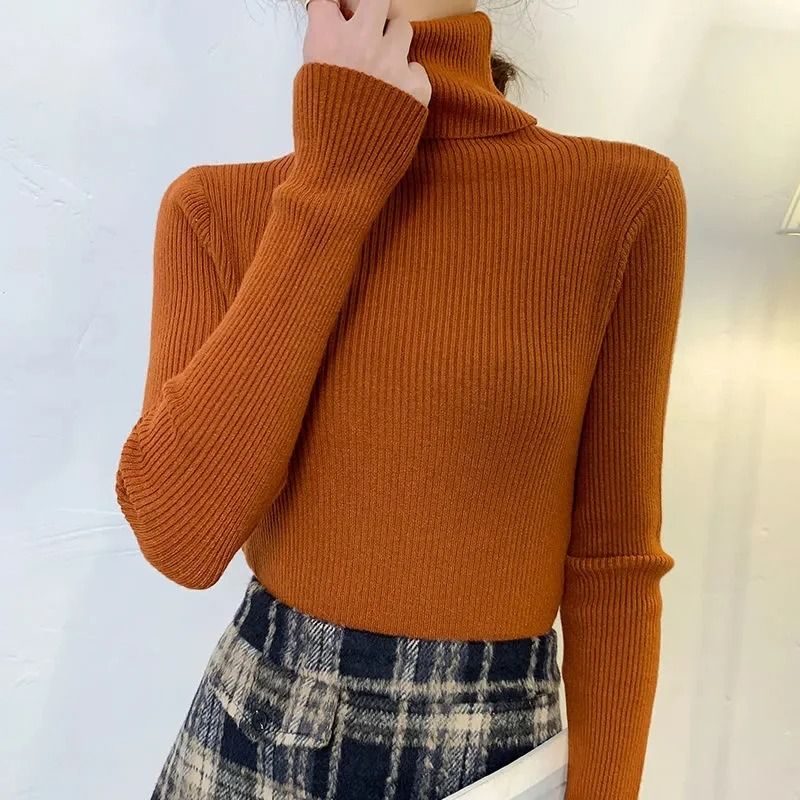 Women Fall Turtleneck Sweater Knitted Soft Pullover Cashmere Jumper