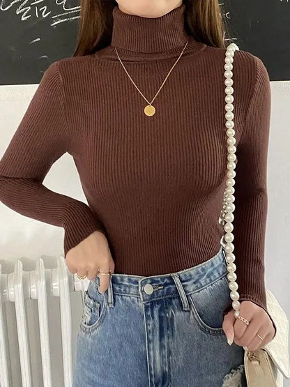 Women Fall Turtleneck Sweater Knitted Soft Pullover Cashmere Jumper