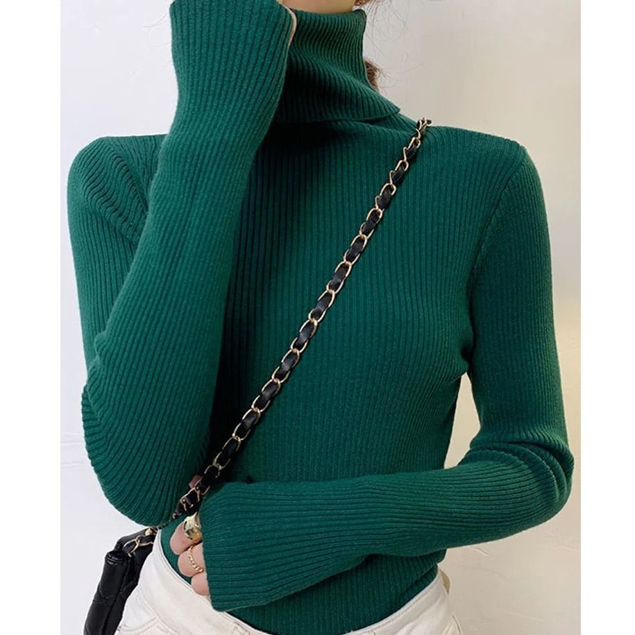 Women Fall Turtleneck Sweater Knitted Soft Pullover Cashmere Jumper