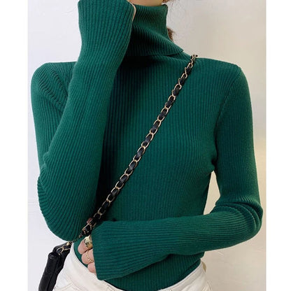 Women Fall Turtleneck Sweater Knitted Soft Pullover Cashmere Jumper