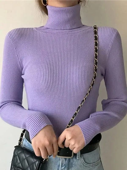 Women Fall Turtleneck Sweater Knitted Soft Pullover Cashmere Jumper