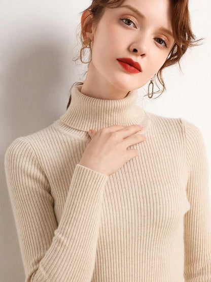 Women Fall Turtleneck Sweater Knitted Soft Pullover Cashmere Jumper