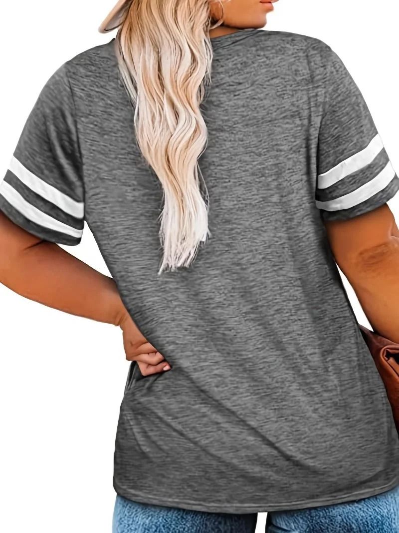 Womens Plus Size Casual V Neck Short Sleeve Loose T Shirt