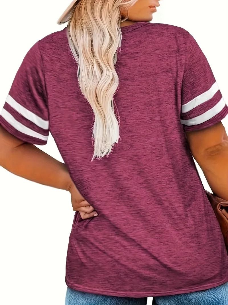 Womens Plus Size Casual V Neck Short Sleeve Loose T Shirt