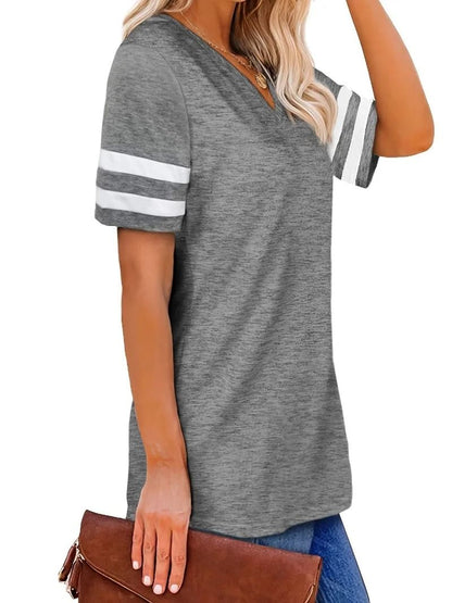 Womens Plus Size Casual V Neck Short Sleeve Loose T Shirt