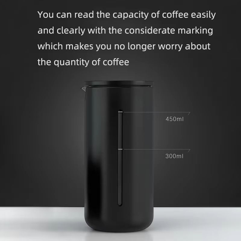 TIMEMORE French Press Coffee Maker – 450ml Heat-Resistant Glass with Stainless Steel Filter for Coffee & Tea
