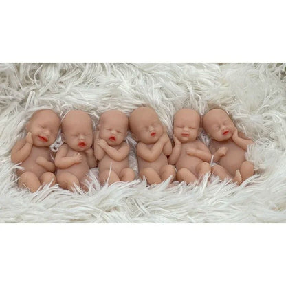 Set of 6 Mini Silicone Reborn Baby Dolls Soft Full Body Anti-Stress Collectible Toys