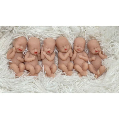 Set of 6 Mini Silicone Reborn Baby Dolls Soft Full Body Anti-Stress Collectible Toys