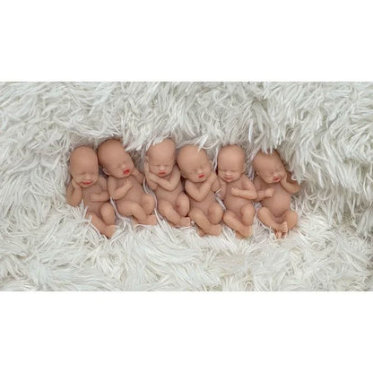 Set of 6 Mini Silicone Reborn Baby Dolls Soft Full Body Anti-Stress Collectible Toys