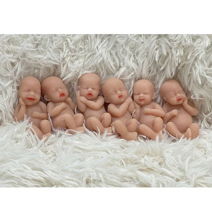 Set of 6 Mini Silicone Reborn Baby Dolls Soft Full Body Anti-Stress Collectible Toys