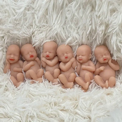 Set of 6 Mini Silicone Reborn Baby Dolls Soft Full Body Anti-Stress Collectible Toys