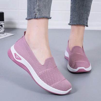Womens Breathable Wedge Heel Slip On Walking Loafers