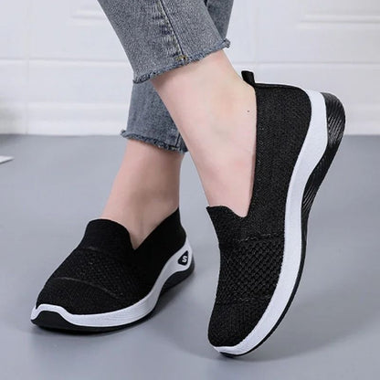 Womens Breathable Wedge Heel Slip On Walking Loafers