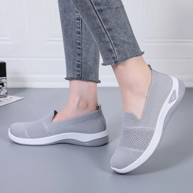 Womens Breathable Wedge Heel Slip On Walking Loafers
