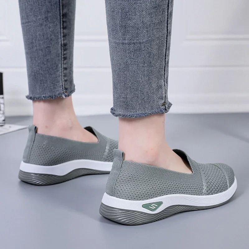 Womens Breathable Wedge Heel Slip On Walking Loafers