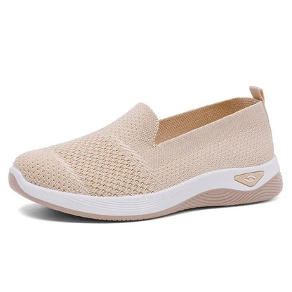 Womens Breathable Wedge Heel Slip On Walking Loafers