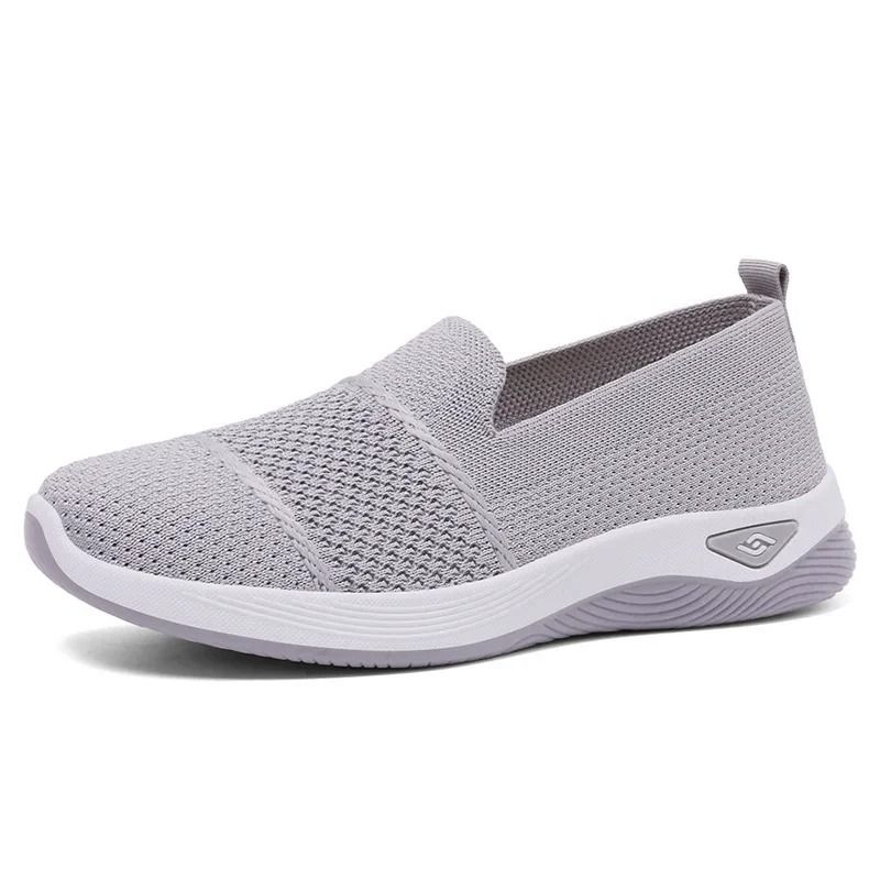 Womens Breathable Wedge Heel Slip On Walking Loafers