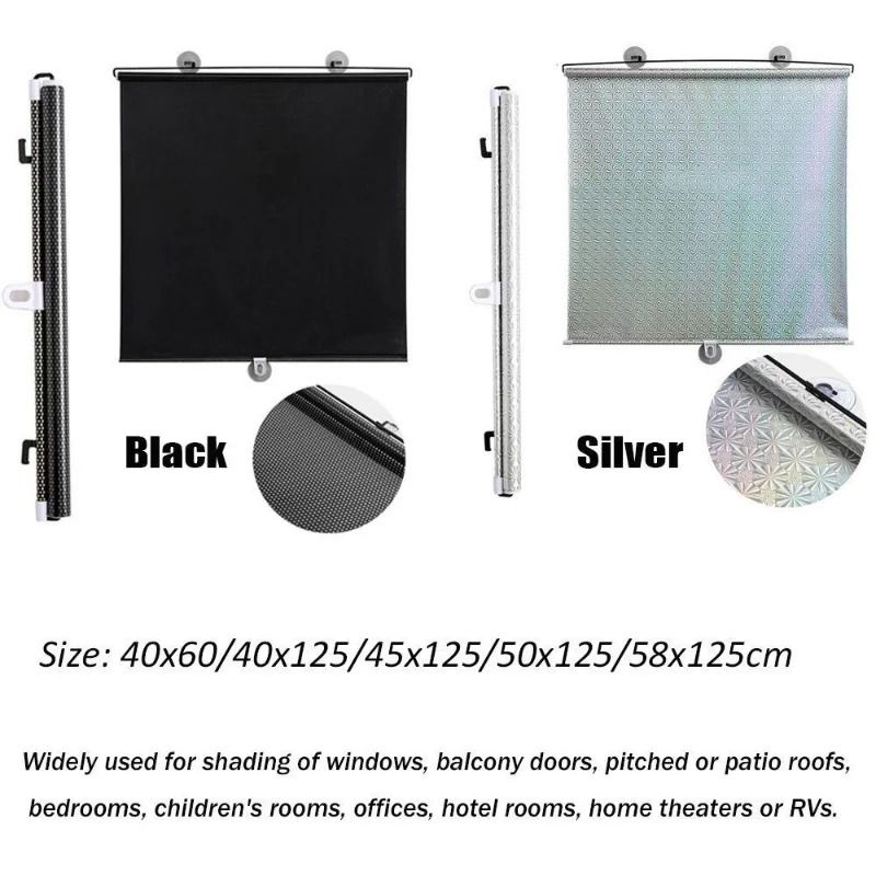 Universal Suction Cup Blackout Roller Blinds for Windows and Cars