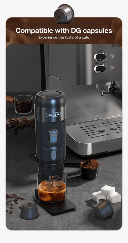 Portable Coffee Maker for Car and Home with Capsule and Ground Compatibility