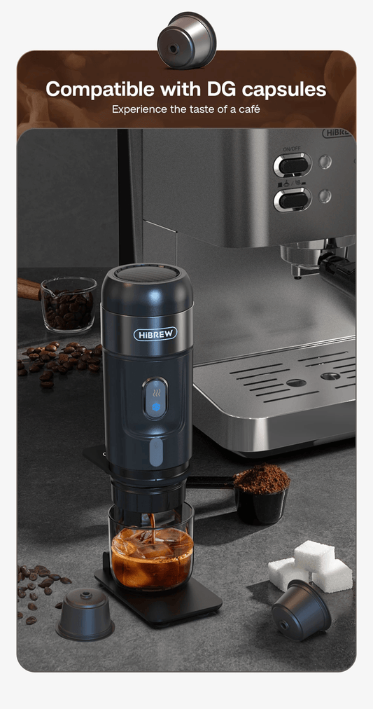 Portable Coffee Maker for Car and Home with Capsule and Ground Compatibility